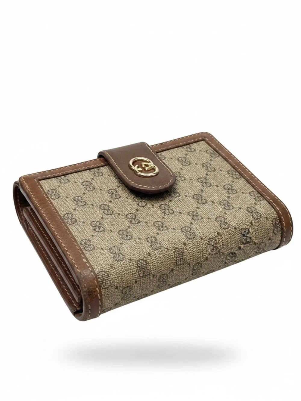 Gucci Brown Vintage Micro GG Bifold Wallet with COA